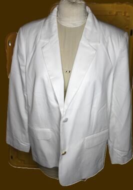 Appleseeds Blazer Womens 18W White Plus Size Teflon Gold Button Jacket Lined